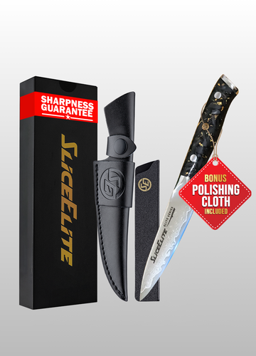 Elite Series 3.5-Inch Damascus Paring Knife – VG10 Steel Blade with Forged Carbon Fiber and G10 Handles Option, Dual Sheaths & Polishing Cloth (3.5-Inch Paring Knife (Carbon Fiber Handle))