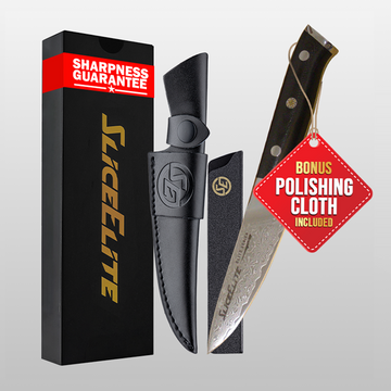 Elite Series 3.5-Inch Damascus Paring Knife – VG10 Steel Blade with Forged Carbon Fiber and G10 Handles Option, Dual Sheaths & Polishing Cloth (3.5-Inch Paring Knife (G10 Handle))