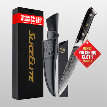 Elite Series 5-Inch Damascus Utility Knife – VG10 Steel Blade with Handles Option, Dual Sheaths, and Polishing Cloth (Utility Knife (G10 Handle))