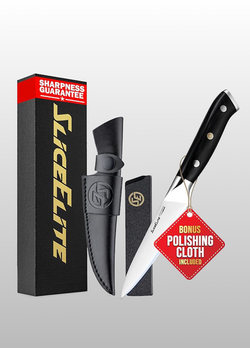Slice Series 5.5-Inch Utility Knife – High Carbon German Steel Multipurpose Blade Chef Knife with Ergonomic Pakkawood Handle & Dual Sheath | Kitchen Knives for Meat, Fruits and Vegetables