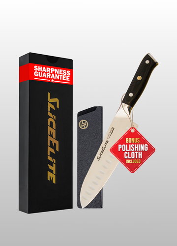 Slice Series 7-Inch Santoku Knife – High Carbon German Steel Blade with Ergonomic Pakkawood Handle (Santoku Knife without Leather Sheath)