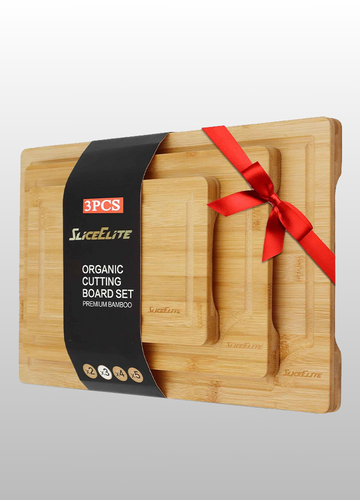 3pc Bamboo Cutting Board Set: Eco-friendly, durable chopping boards with handles & juice grooves. Ideal for all kitchen tasks (Large, Medium, Small), Natural