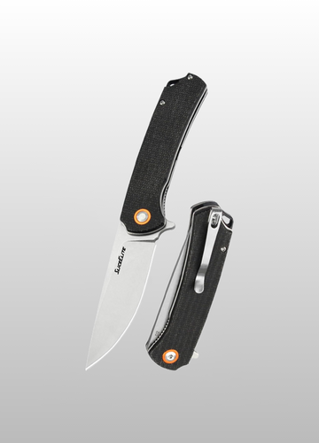 Dark Ridge EDC Knife 3.3 Inch D2 Steel Straight Back Blade Black Micarta Handle Liner Lock Lightweight Everyday Carry Knife