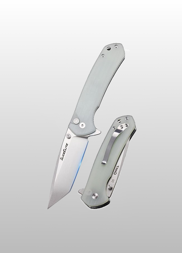Ghost EDC Knife 3.4 Inch D2 Steel Tanto Blade Translucent Green G10 Handle Button Lock Stainless Steel Pocket Clip Lightweight Compact Everyday Carry Knife