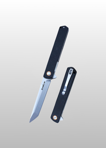 Kemo Sabe EDC Knife 3.4 Inch D2 Steel Tanto Blade Linen Carbon Fiber Micarta Handle Liner Lock Stainless Steel Pocket Clip Lightweight Compact Everyday Carry Knife