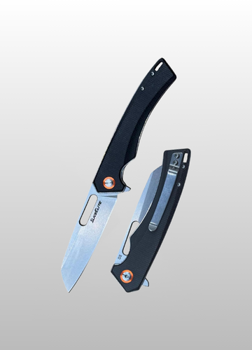 Outlaw 505 EDC Knife 3.4” D2 Steel Sheepsfoot Blade, Black Micarta Handle, Liner Lock, Rugged Everyday Carry Knife