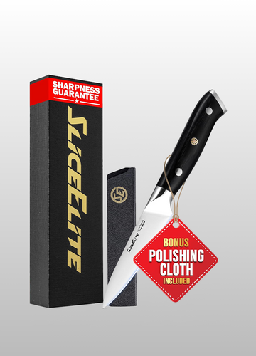 Slice Series 3.5-Inch Paring Knife Ultra-Sharp High Carbon German Steel Fruit Knife with Ergonomic Pakkawood Handle & Polymer Blade Guard | Kitchen Knives for Peeling Vegetables