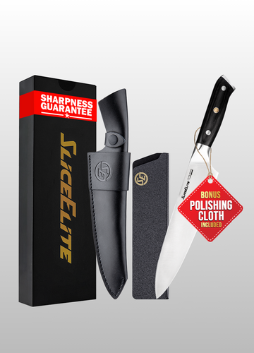 Slice Series 8-Inch Chef Knife – High Carbon German Steel Blade with Ergonomic Pakkawood Handle, Available with Durable Polymer or Premium Leather Sheath Options (Chef Knife with Leather Sheath)