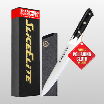 Slice Series 8-Inch Carving Knife – High-Carbon German Steel Brisket Knife with Ergonomic Pakkawood Handle & Polymer Blade Guard | Professional Kitchen Knives for Slicing Meat, Fruit, Vegetable & BBQ