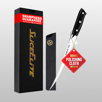 Slice Series 7.5-Inch Fillet Knife | High Carbon German Steel Boning Knife with Ergonomic Pakkawood Handle & Polymer Blade Guard | Fish Fillet & Petrified Fish Knives | Kitchen Knife for Meat & Fruits