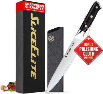 SliceElite 8-Inch Carving Knife German Steel Pakkawood Handle with Cover