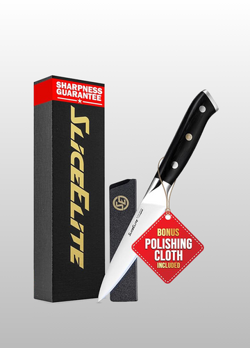 Slice Series 5.5-Inch Utility Knife – High Carbon German Steel Multipurpose Blade Chef Knife with Ergonomic Pakkawood Handle & Polymer Blade Guard | Kitchen Knives for Meat, Fruits and Vegetables