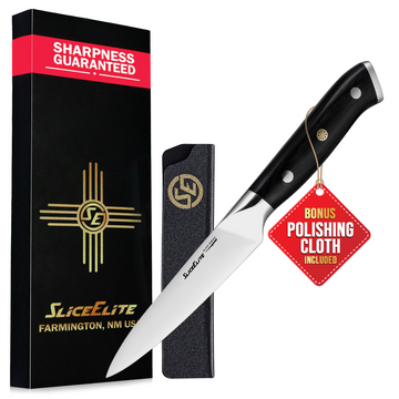 SliceElite 5.5-Inch Utility Knife German Steel Pakkawood Handle with Blade Guard