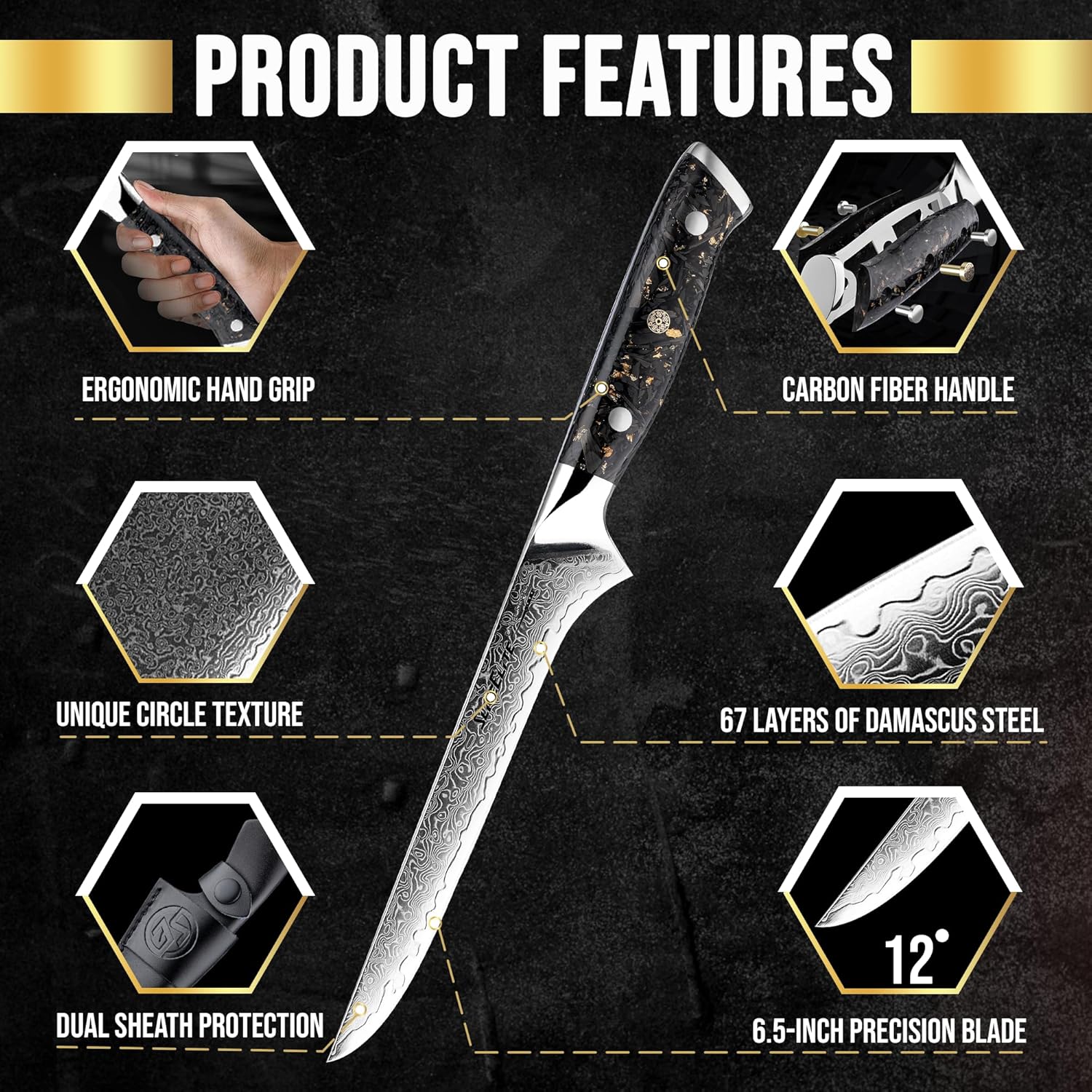 6_Inch Damascus Fillet Knife Product Feature