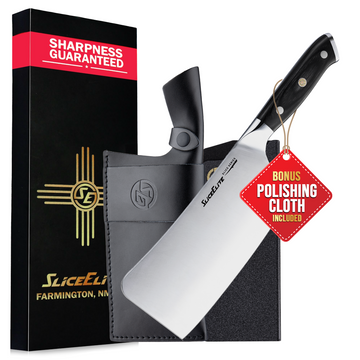 SliceElite 7-Inch Bone Cutting Knife German Steel Pakkawood Handle with Leather Sheath