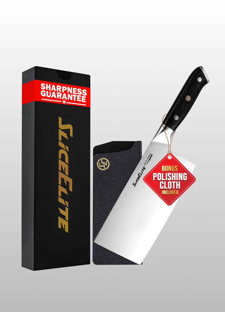 Slice Series 7-Inch Cleaver Knife – High Carbon German Steel Blade with Ergonomic Pakkawood Handle, with Options of Durable Polymer and Premium Leather Sheaths (Cleaver Knife)
