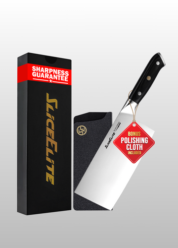Slice Series 7-Inch Cleaver Knife – High Carbon German Steel Blade with Ergonomic Pakkawood Handle, with Options of Durable Polymer and Premium Leather Sheaths (Cleaver Knife)