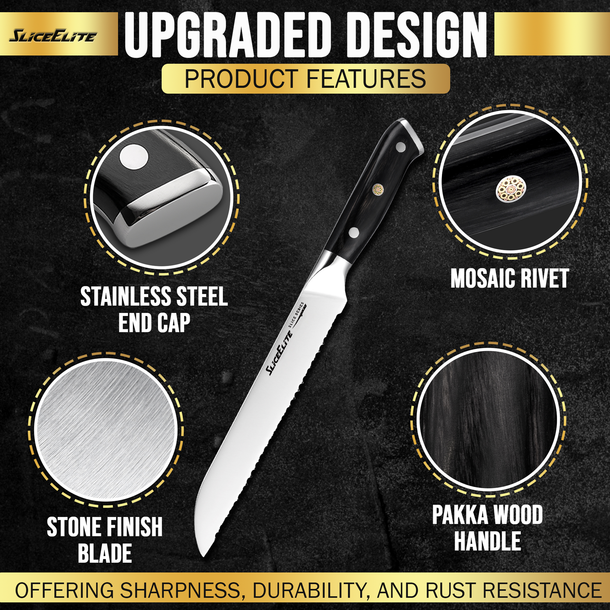 8-Inch Premium Bread Knife Showcasing product features and design