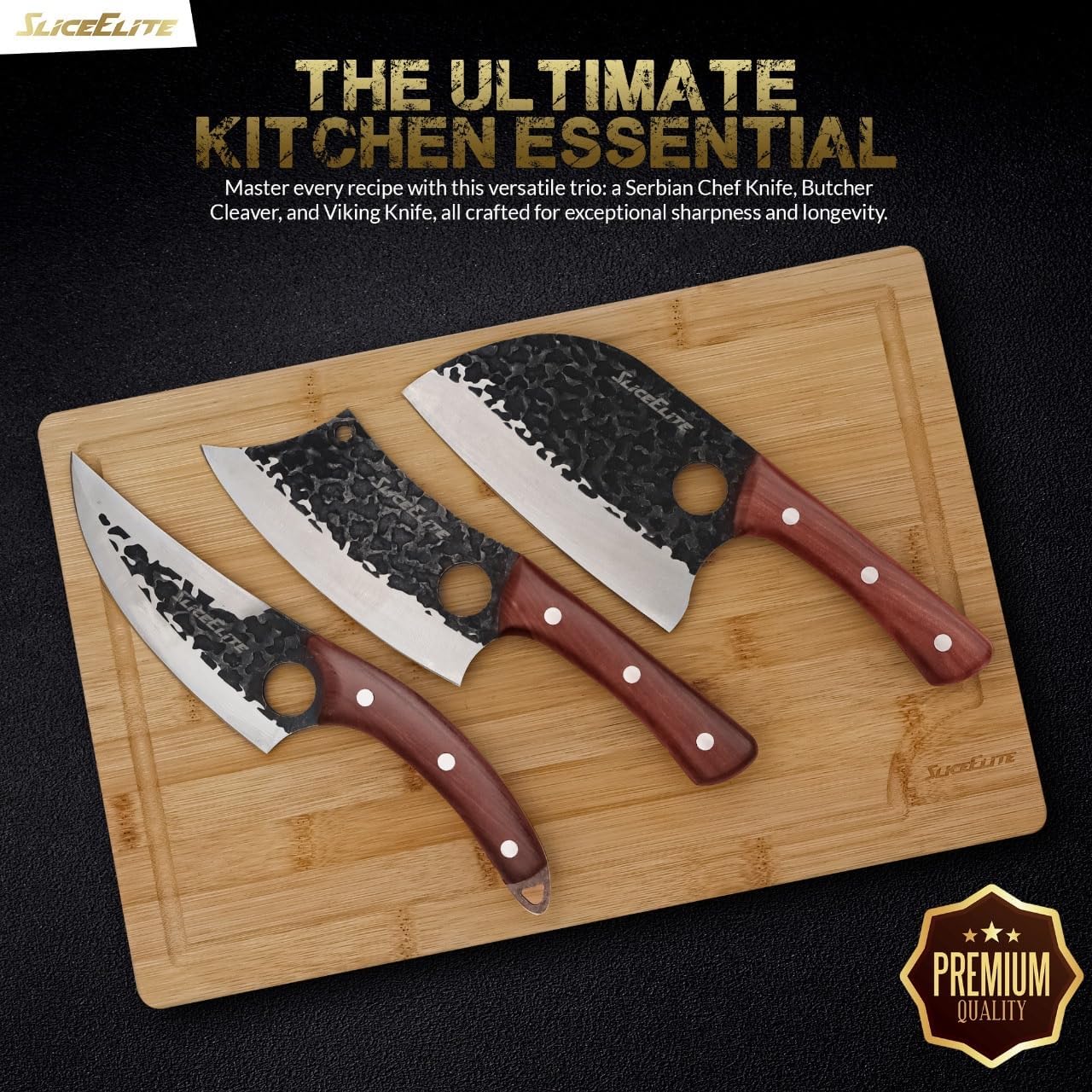 3PC Hand-Forged Butcher Knife Set