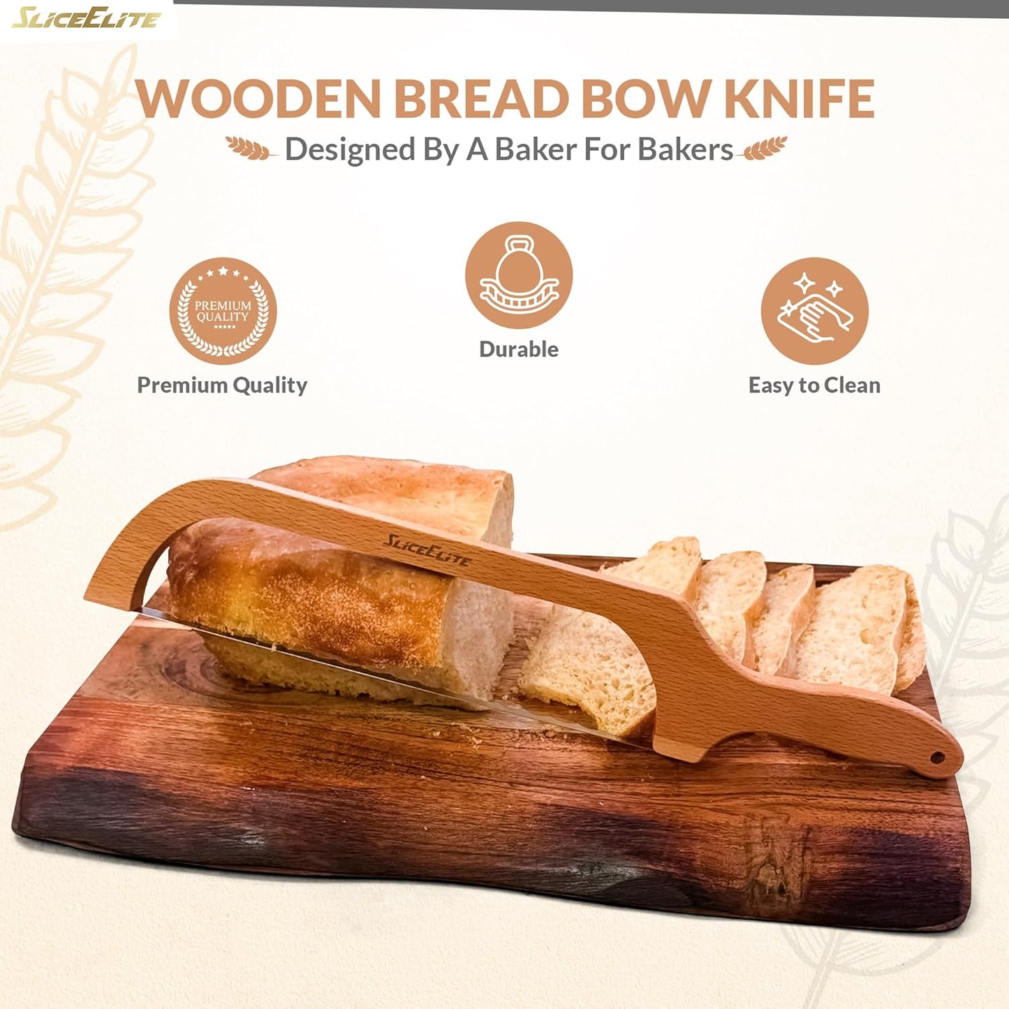 Bread Bow Knife, Precision Bread Cutter for Homemade Bread, Efficient Slicer for Sourdough & Other Homemade Bread, This Cutter is Perfect for Your Bread Slicing Needs & Beautiful Slices.