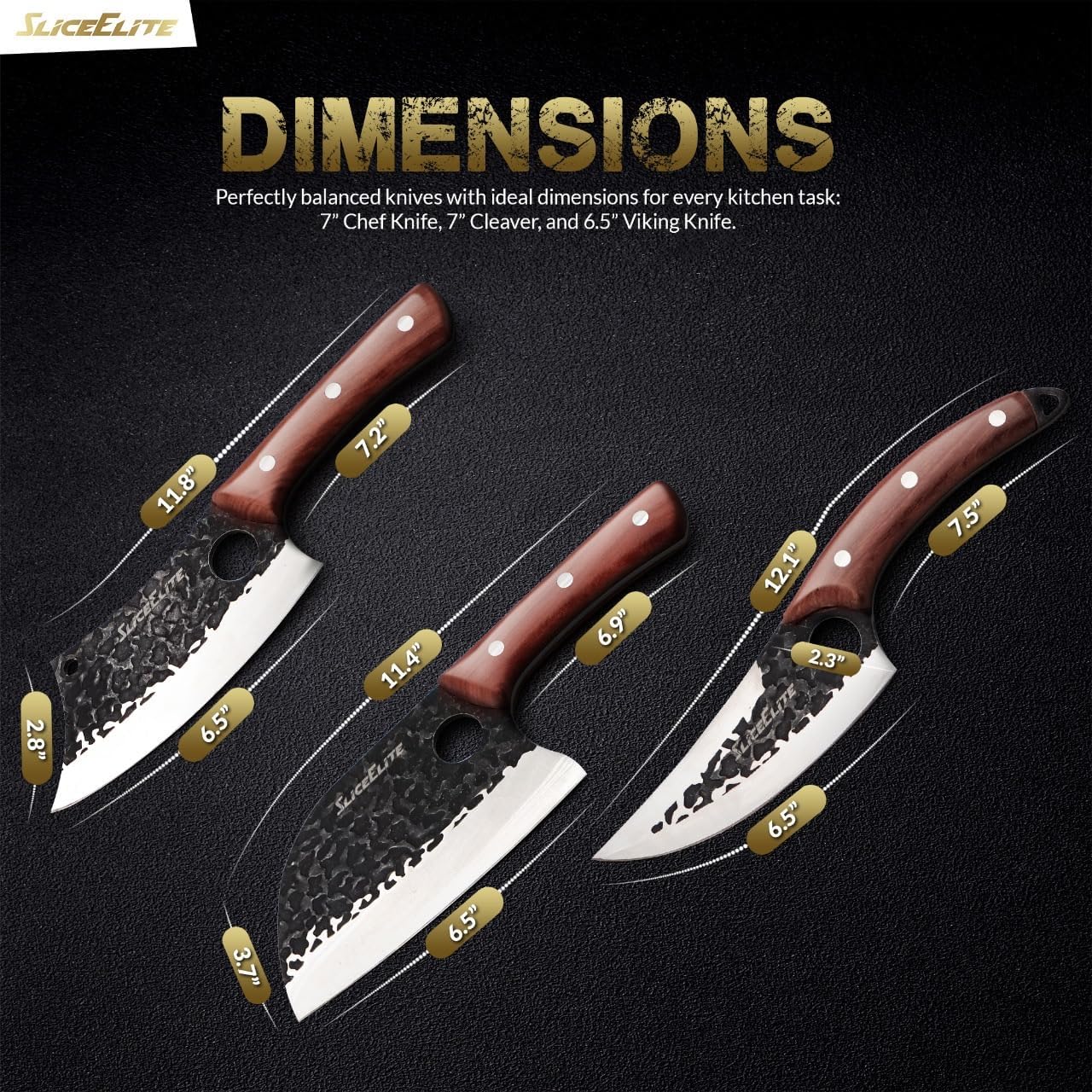 3PC Hand-Forged Butcher Knife Set