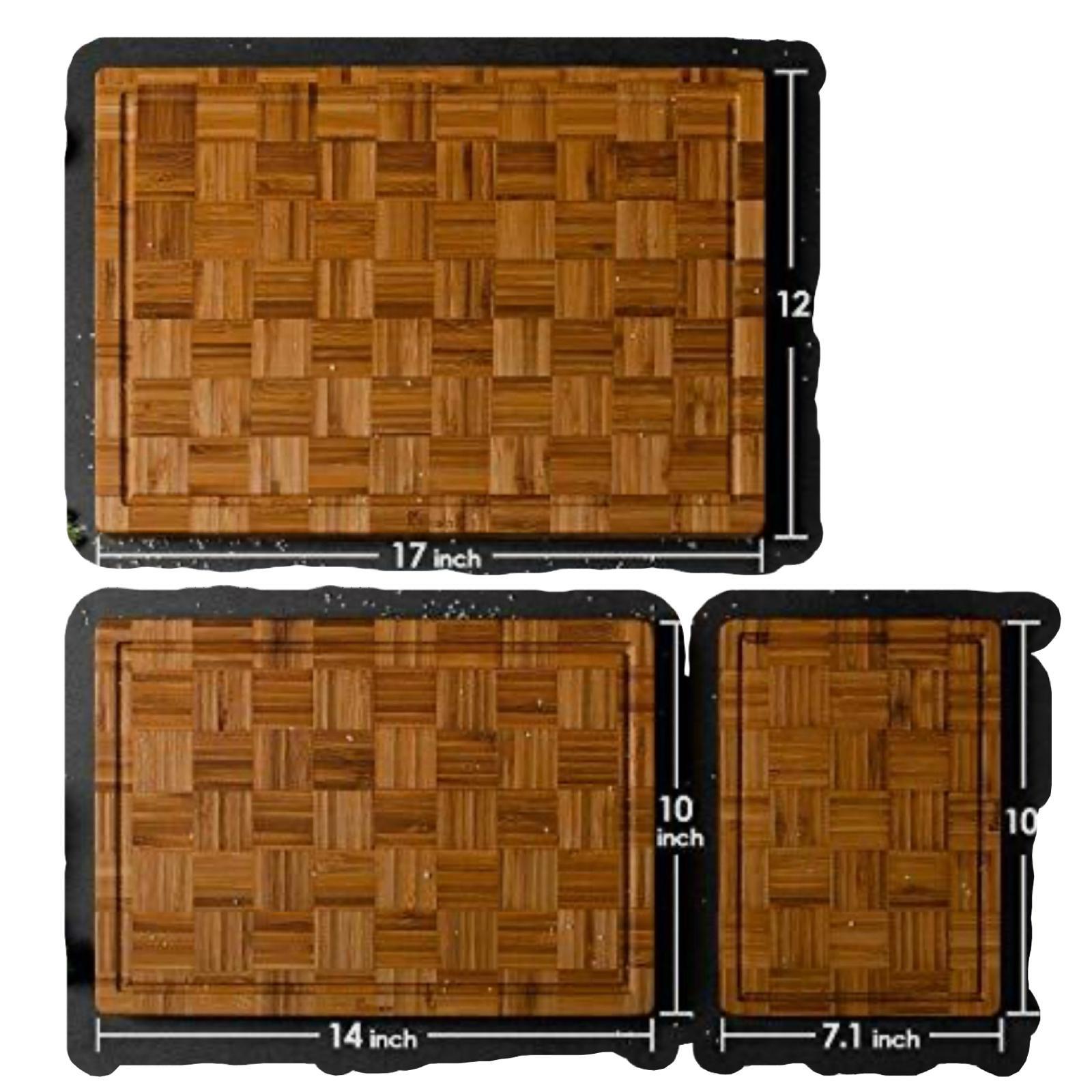 SliceElite Extra Large Bamboo Cutting Board Set 3 Piece End Grain Wood Chopping Boards with Holder Non Slip Feet Juice Groove Pre Oiled Finish XL Butcher Block Cutting Boards for Kitchen and Serving