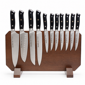 SliceElite XL Magnetic Knife Block Dual Sided Oak Wood Knife Holder Holds 22 Knives