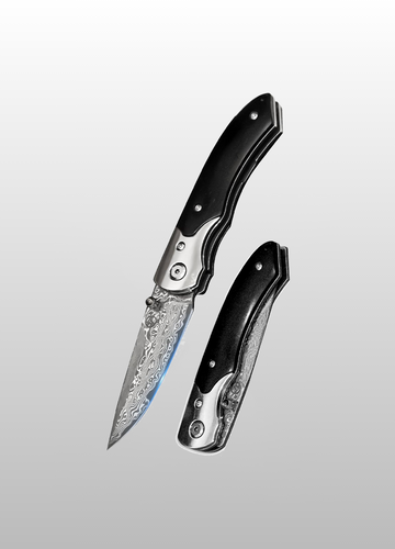 Black Sangre Premium Folding Knife | Pocket Knife for Men with Ebony Wood Handle & 67-Layer Damascus VG10 Blade | Tactical Gear EDC Knife with Liner Lock for Luxury Precision