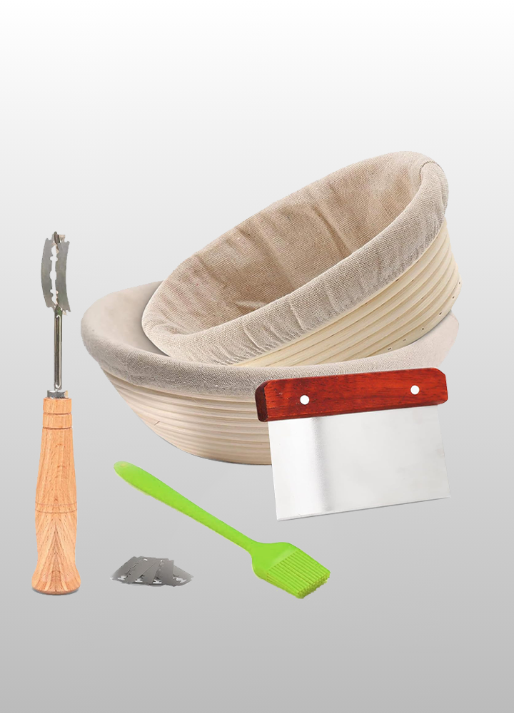 Banneton Proofing Basket Set – 9" & 10" Round Sourdough Proofing Baskets with Linen Liners, Breads Lame & 5 Blades – Baking Tools for Artisan Bread Making