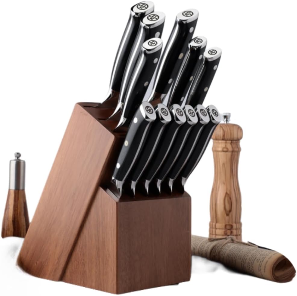 Close up View of Slice Elite 12-Piece Knife Set In A Knife Blocks