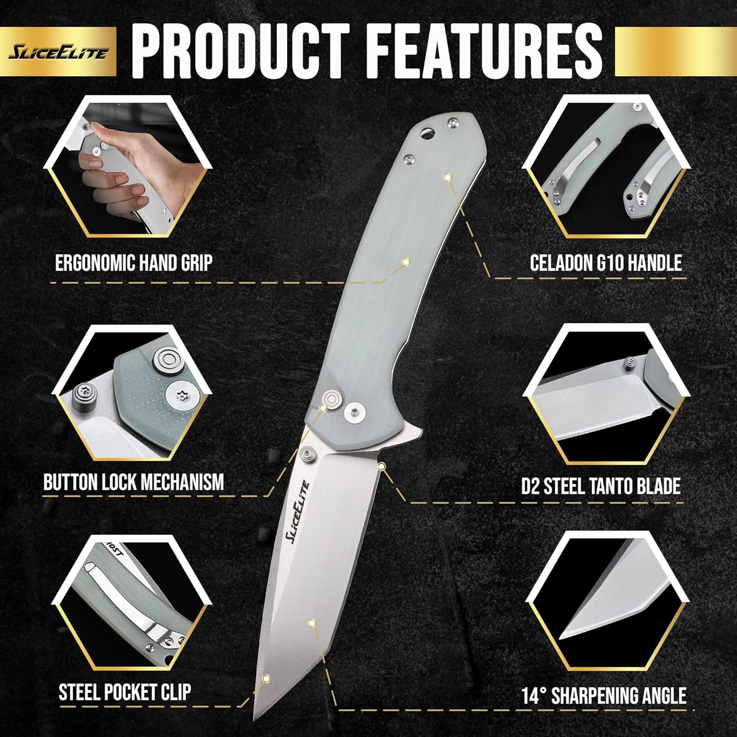 D2 steel Ghost EDC knife Product Feature