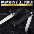 Damascus Blade Carbon Fiber Handle Folding Knife