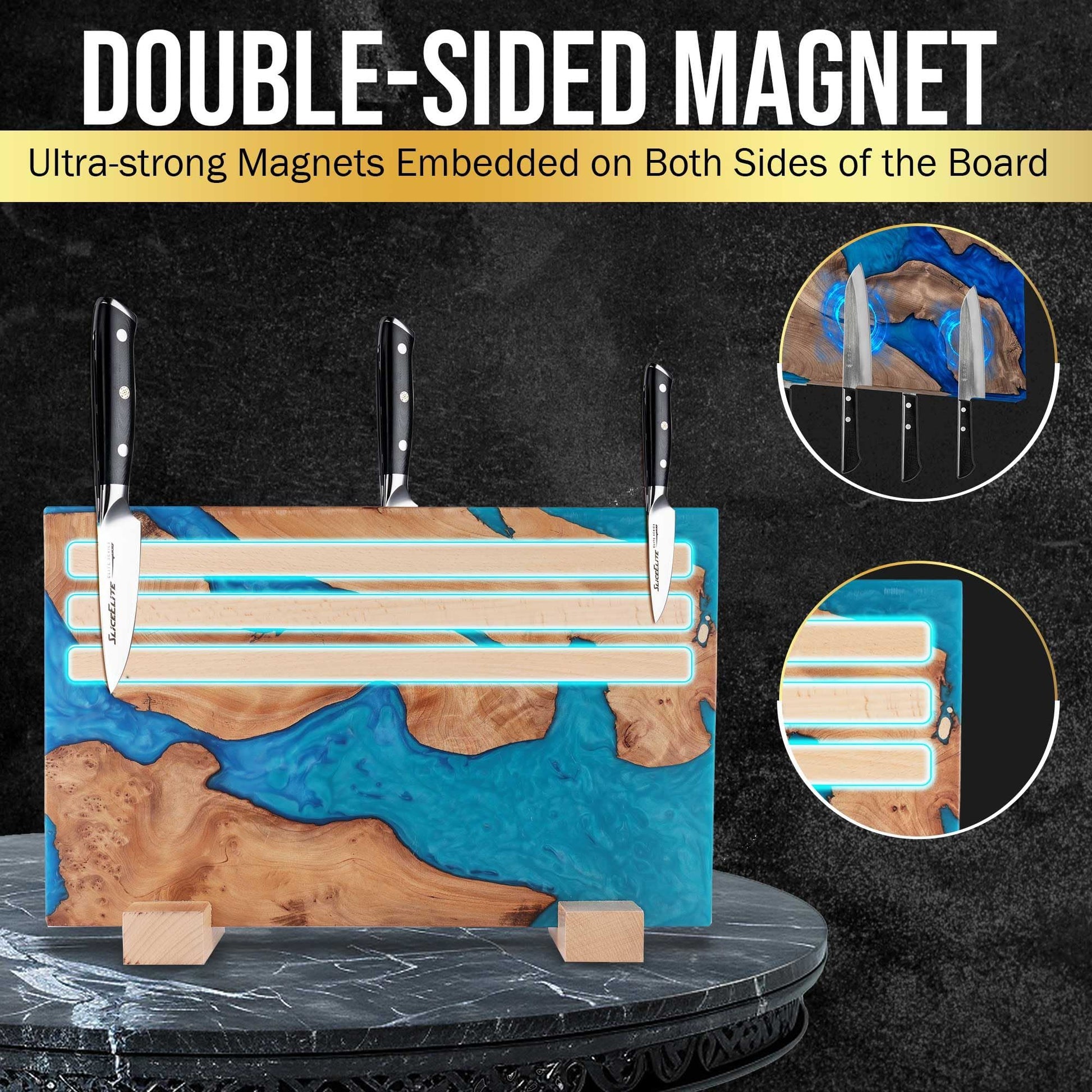 SliceElite Blue Resin Magnetic Knife Block Without Knives 