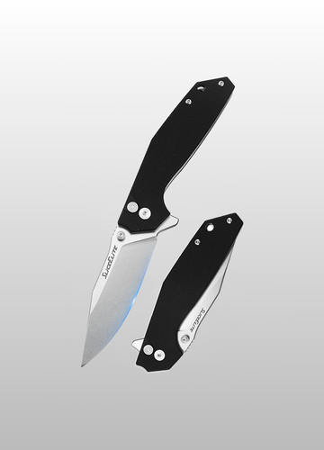 3.5-Inch El Capitan Folding Knife | Pocket Knife with Black G10 Composite Handle & D2 Steel Clip Drop Hybrid Blade | Tactical Gear EDC Knife with Button Lock & Pocket Clip