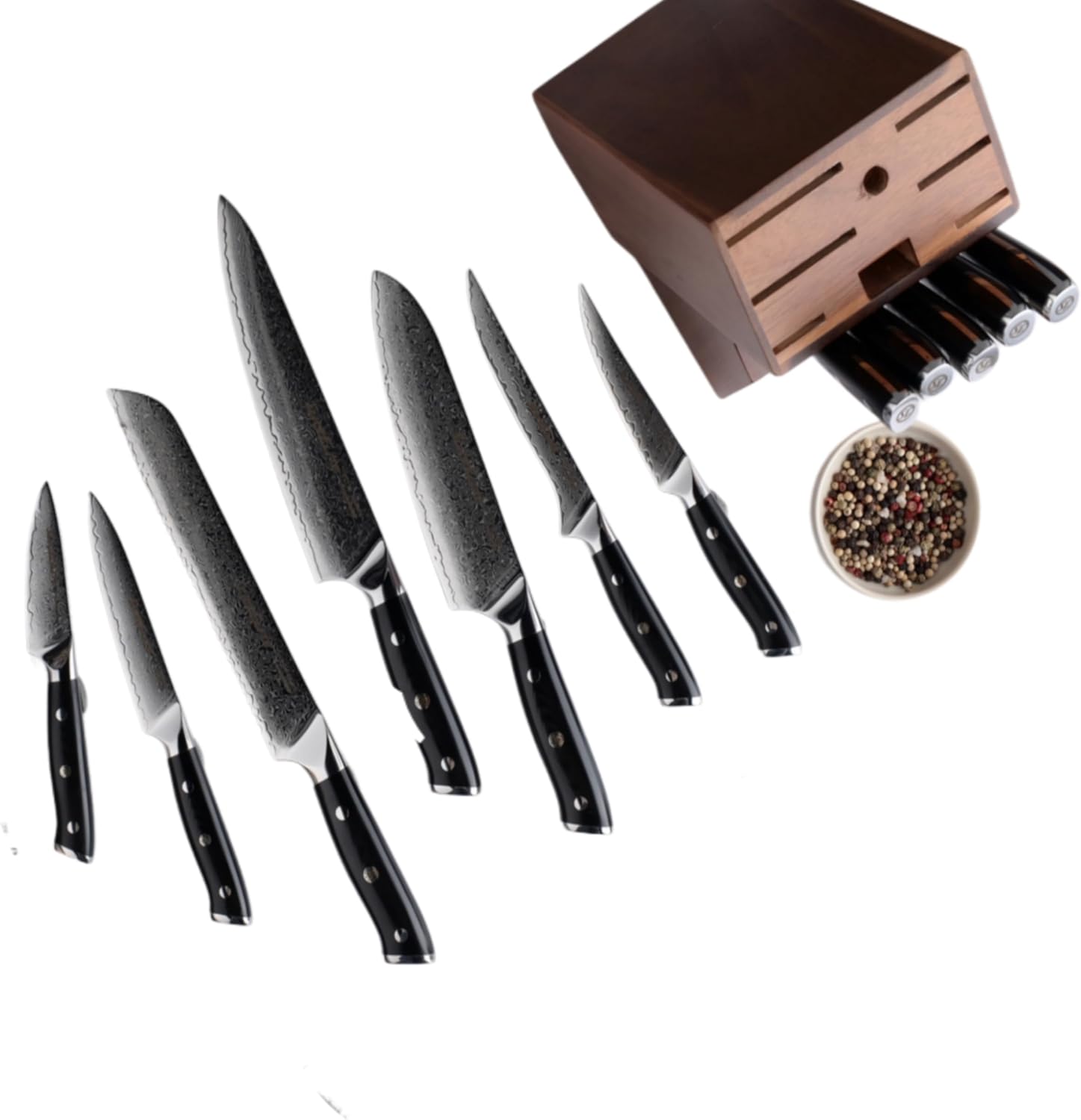 Elite Series 12-piece Damascus knife set with VG10 steel blades in magnetic gift box