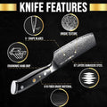 Features of SliceElite 7-inch Nakiri knife with Damascus VG10 steel core and durable G10 handle
