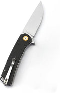 Folding EDC knife with 3.3″ D2 blade and micarta handle.