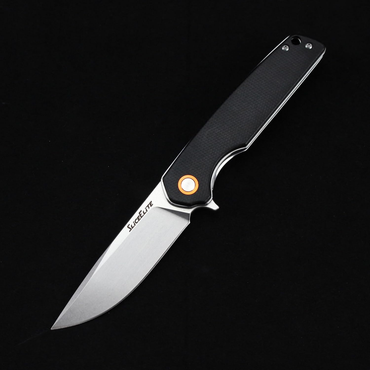 Folding clip point knife with a secure liner lock and ergonomic grip