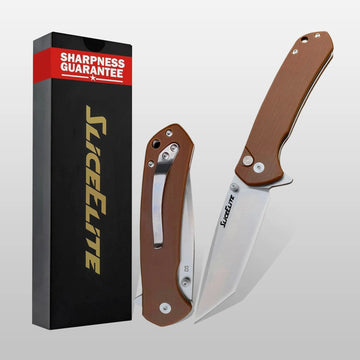 SliceElite 3.7 Inch Badlands EDC Knife D2 Steel Tanto Blade G10 Handle
