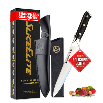 SliceElite 8-Inch Carving Knife German Steel Pakkawood Handle with Dual Sheath
