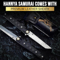 Hannya Samurai Folding Knife 110 Layer Damascus Knife With Leather Sheath