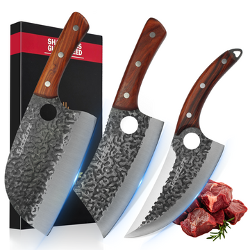 SliceElite 3pc Hand Forged Butcher Knife Set with Gift Box