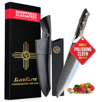 SliceElite 8-Inch Chef Knife VG10 Damascus Steel Carbon Fiber Handle