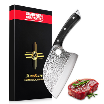 Serbian Chef Knife Heavy Duty Butcher Knife Full Tang Ebony Handle Meat Prep