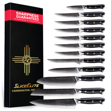 SliceElite 12-Piece Damascus Knife Set VG10 Steel G10 Handles