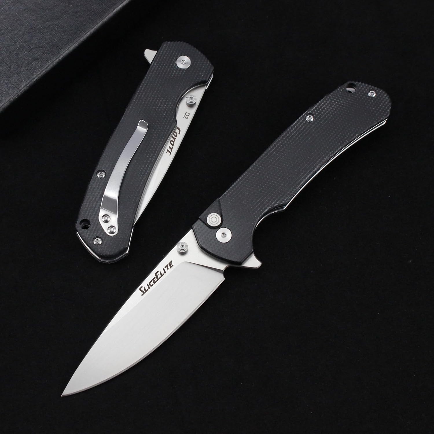 Open and Folded View of Coyote Micarta EDC Knife