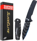 Open and Folded View of SliceElite Tiger Shadow Folding Knife with Packing Box