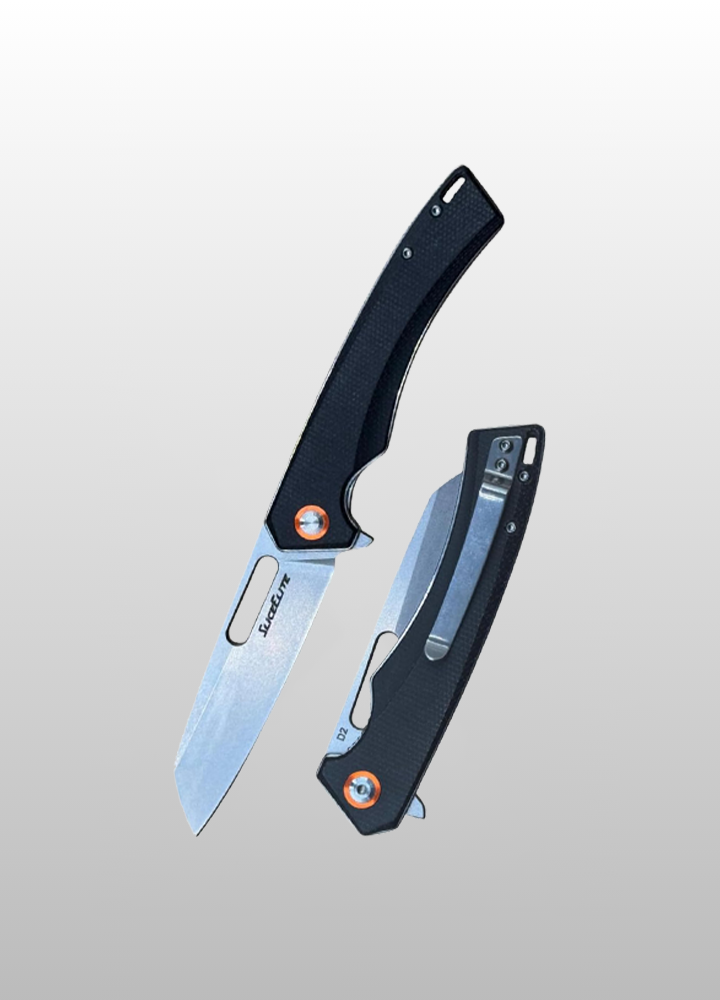 Outlaw 505 EDC Knife 3.4” D2 Steel Sheepsfoot Blade, Black Micarta Handle, Liner Lock, Rugged Everyday Carry Knife
