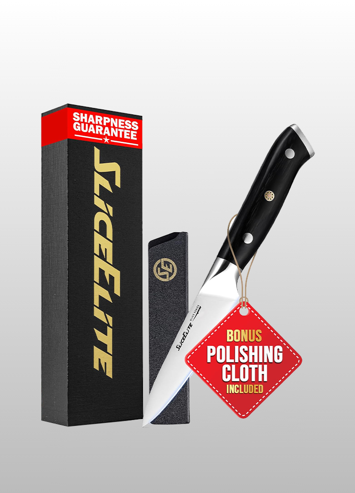 Slice Series 3.5-Inch Paring Knife Ultra-Sharp High Carbon German Steel Fruit Knife with Ergonomic Pakkawood Handle & Polymer Blade Guard | Kitchen Knives for Peeling Vegetables