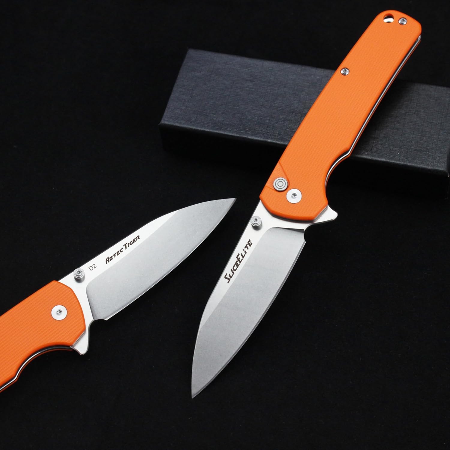 Pocket Clip Lightweight Folding Everyday Carry Knife Orange Color Handle